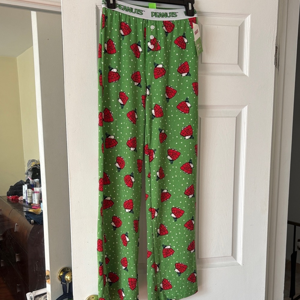 Peanuts women’s  Pajama Bottoms - Green with Red and White Accents